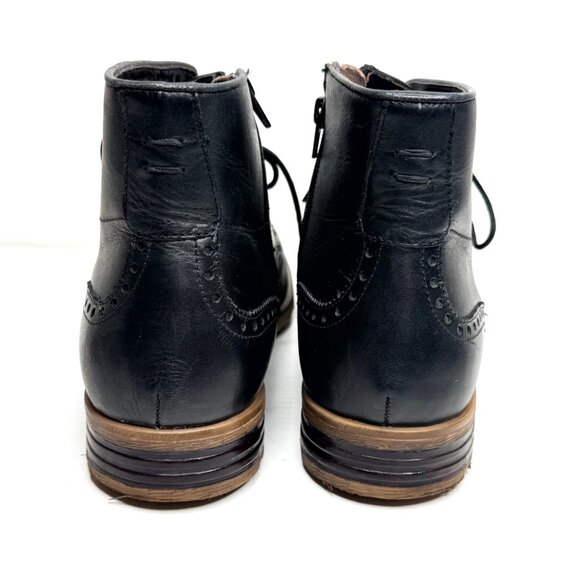 THOMAS & VINE Ryker Wingtip Lace Up Side Zip Leather Chukka Boots Mens 12 Black main image 4